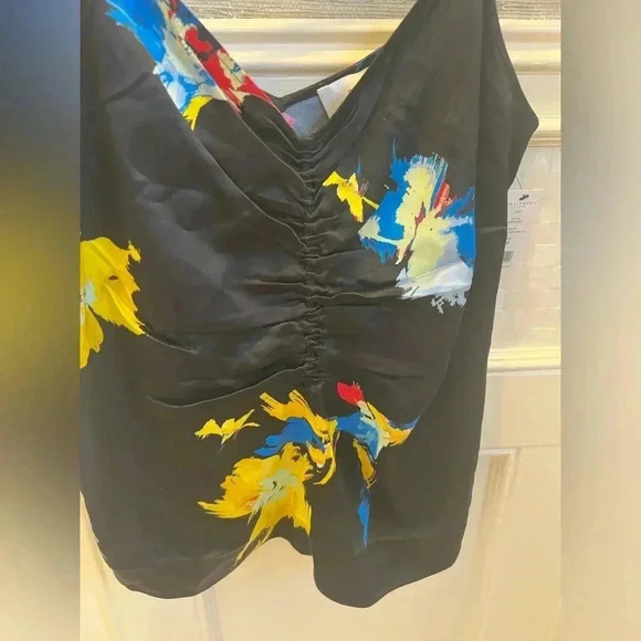 NWT new Anthropologie equipment Lexi ruched cami black medium sleeveless top - Picture 10 of 17